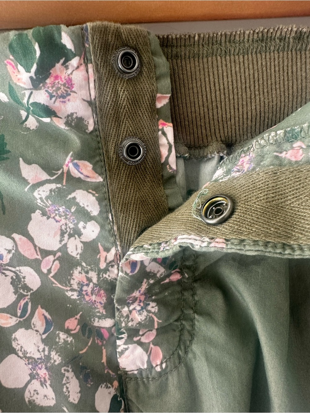 FP Movement Mesmerize Me Green Floral Cargo Pants with Pink Accents - Picture 5 of 11